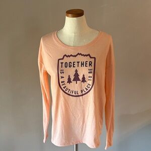 Alpine Design Peach Graphic long sleeve Tee shirt TOGETHER IS A BEAUTIFUL PLACE